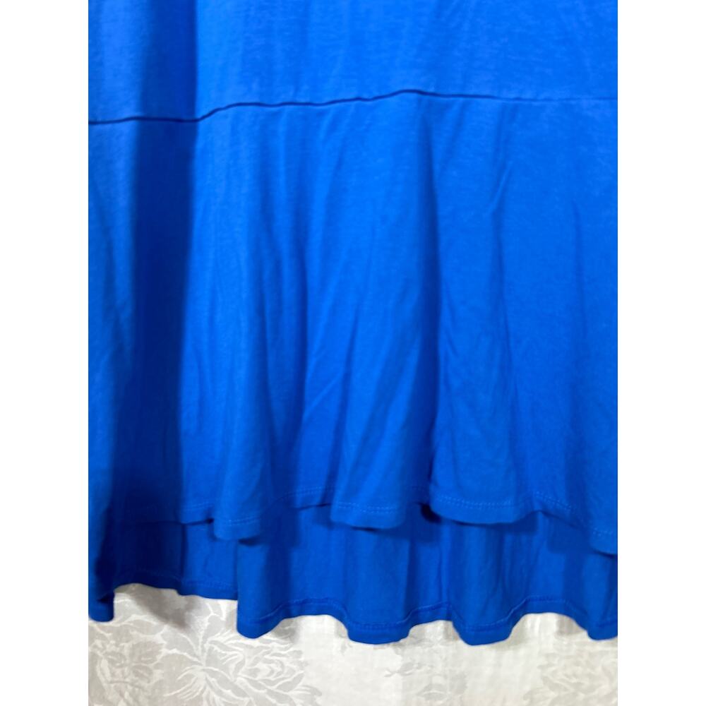 J Jill Wearever Tank Dress XS Blue Midi Maxi Ruffle Stretch Travel Jersey - Picture 2 of 9